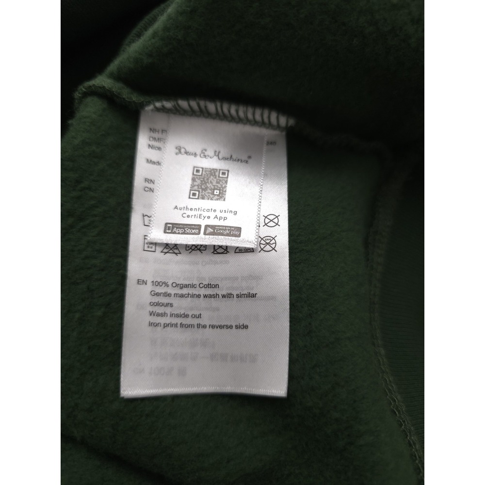 Deus Design Regular Fit Style Organic Cotton Hillside Green Size M Crew Sweater - Picture 5 of 8